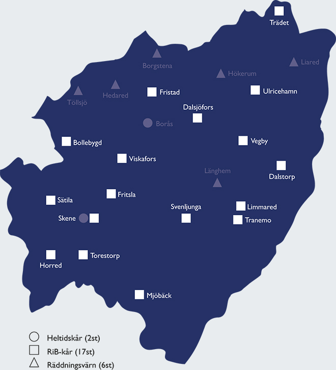 Karta på var SÄRFs RiB-stationer finns